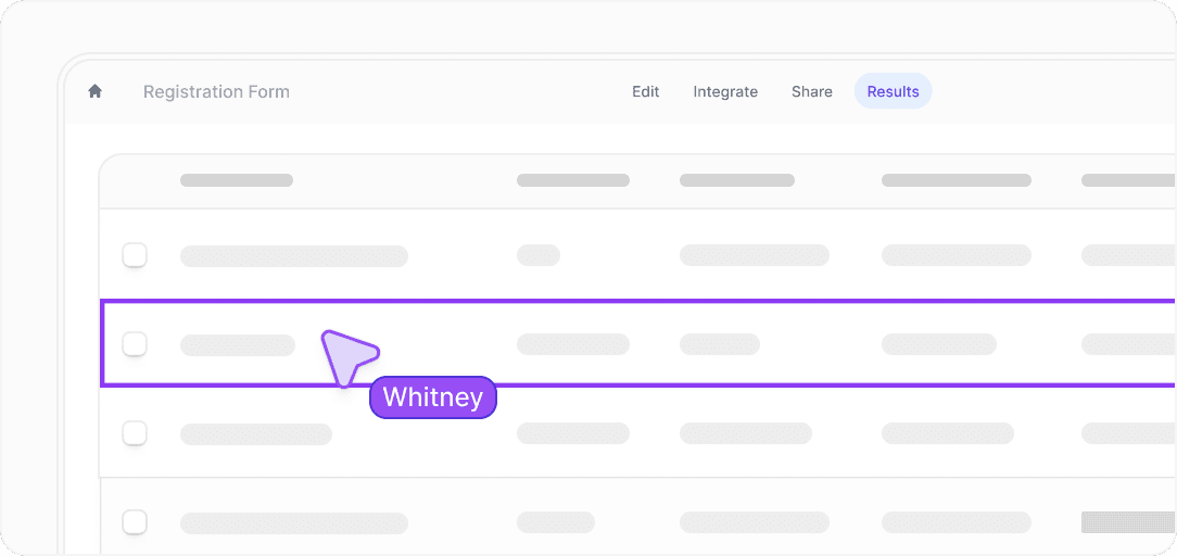Fillout results and collaboration view