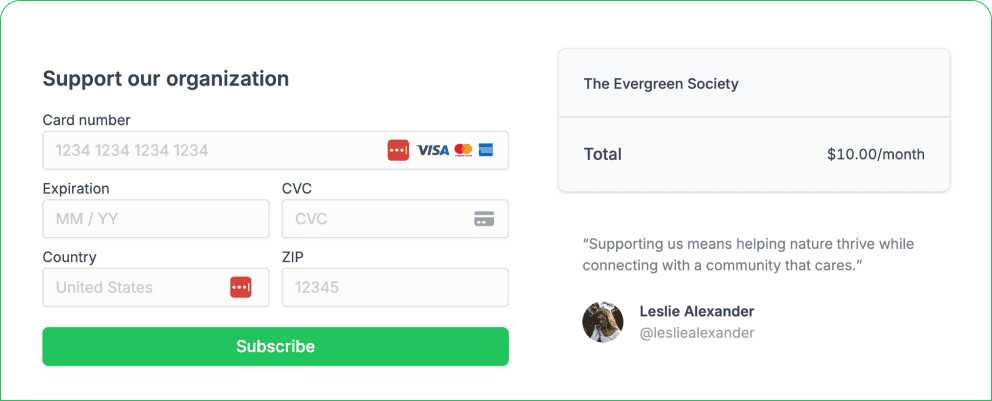 Fillout payment form checkout example