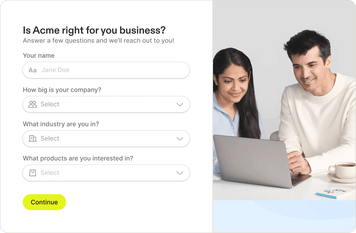 Branded Fillout form with custom design and polished customer-facing layout