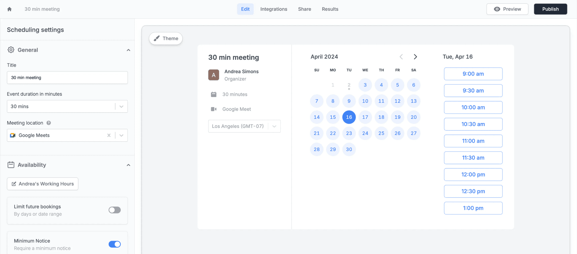 Fillout scheduling form builder screen