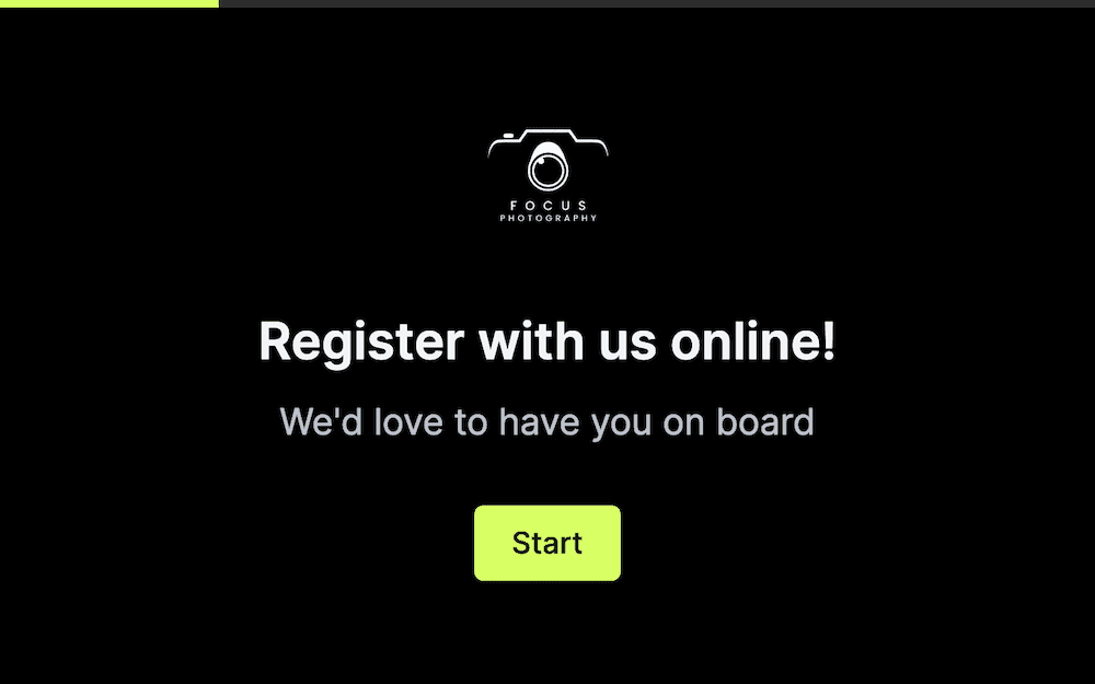 Online registration form template preview