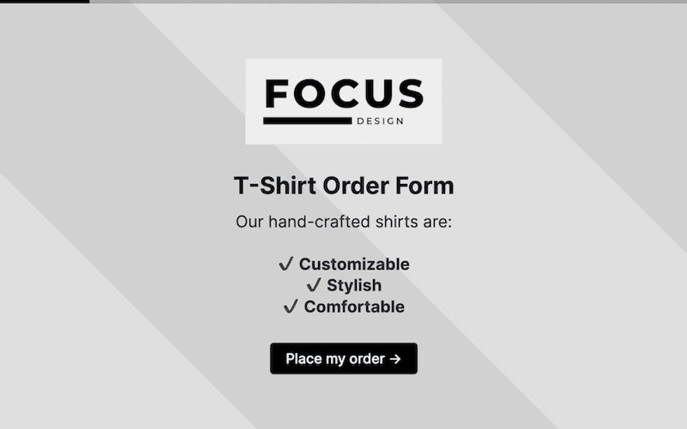T Shirt order form template preview