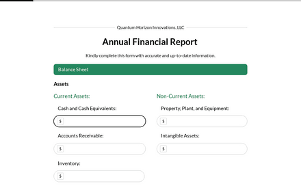 Formulario de presentación del informe financiero anual template image