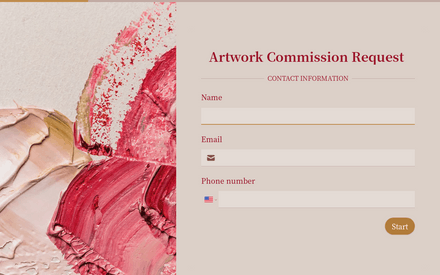 Formulario de solicitud de comisión de obras de arte template image