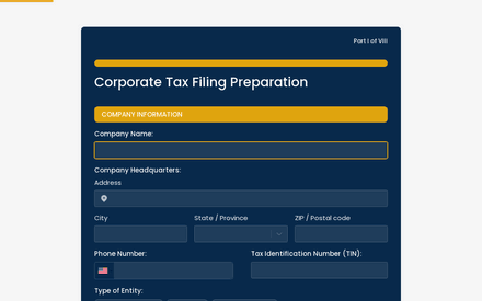 Formulario de preparación de presentación de impuestos corporativos template image