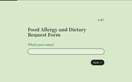 Formulaire de demande d'allergie alimentaire et de régime alimentaire template image