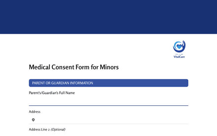 Formulario de consentimiento médico para menores template image
