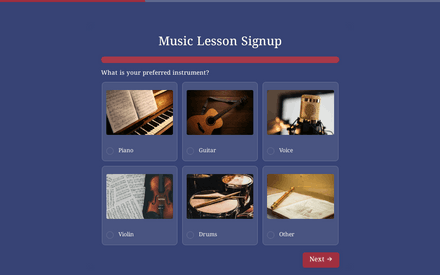 Formulario de inscripción a lecciones de música template image