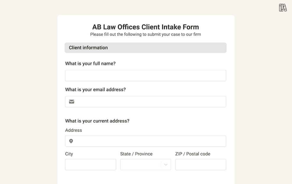 Client intake form template preview