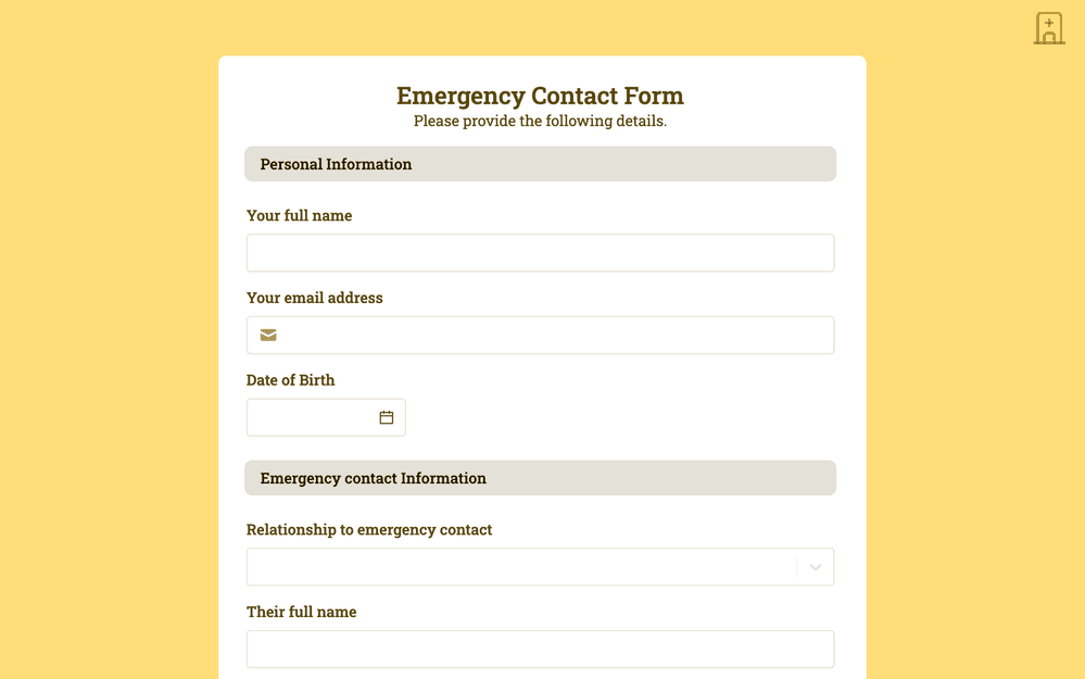 Emergency Contact Form template preview