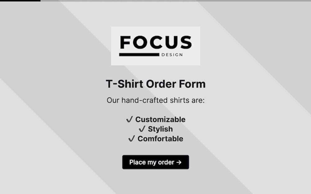 T Shirt order form template preview