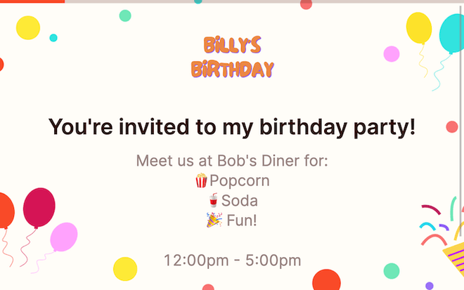 Birthday invitation RSVP template image