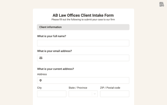 Client intake form template image