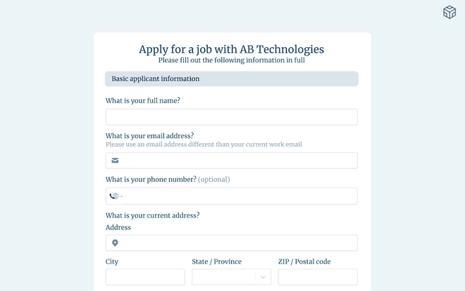 Job Application Form template image