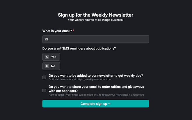 Newsletter signup template image