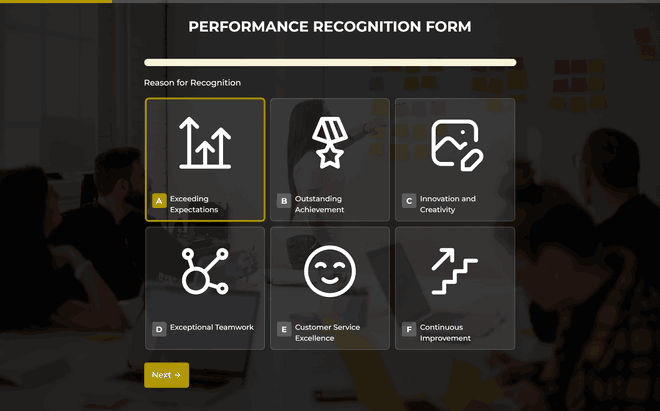 Performance Recognition Form template image
