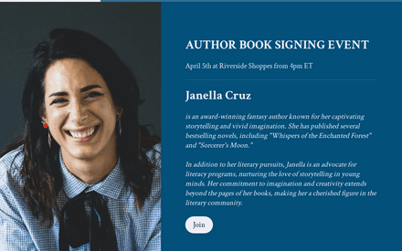Author Book Signing Event Form template image