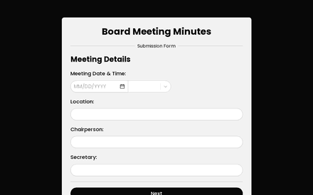Board Meeting Minutes Submission Form template image