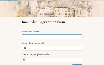 Book Club Registration Form template image