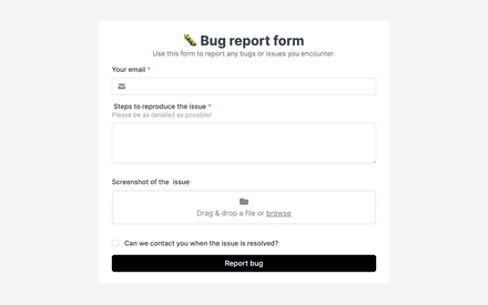 Bug Report Form template image
