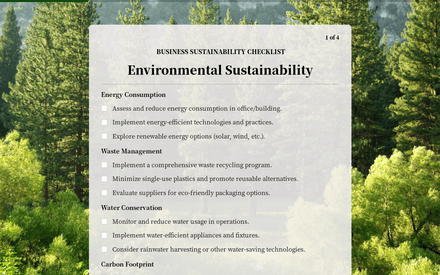 Liste de contrôle pour la durabilité des entreprises template image