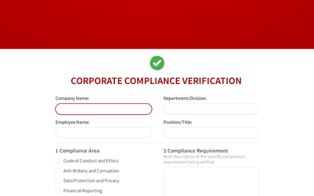 Corporate Compliance Verification Form template image