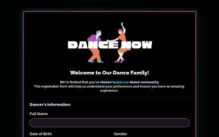 Dance Class Registration Form Template template image