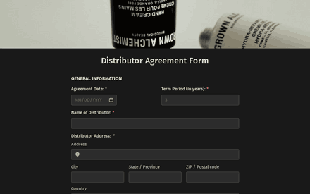 Distributor Agreement Form template image