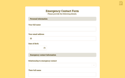 Formulaire de contact d'urgence template image