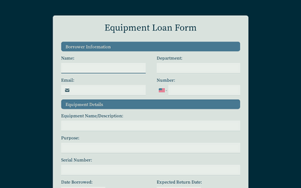 Equipment Loan Form template image