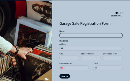 Garage Sale Registration Form template image