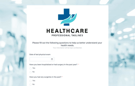 Health History Form template image
