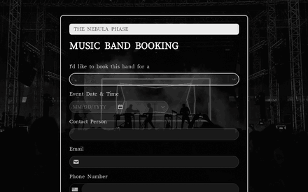 Formulario de reserva de banda de música template image