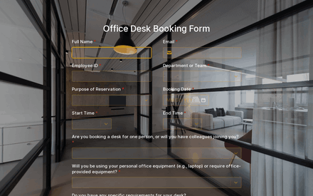 Office Desk Booking Form template image