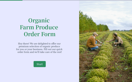 Formulario de pedido de productos agrícolas orgánicos template image