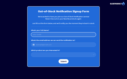 Out of Stock Notification Signup Form Template template image