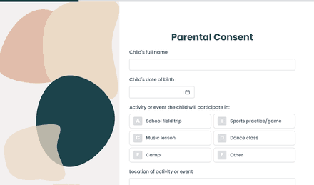 Formulaire de consentement parental template image