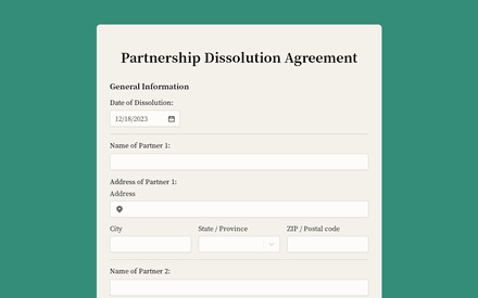 Partnership Dissolution Agreement Form template image