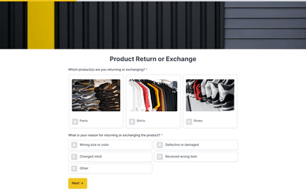 Product Return or Exchange Form template image