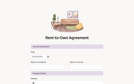 Rent-to-Own Agreement Form template image