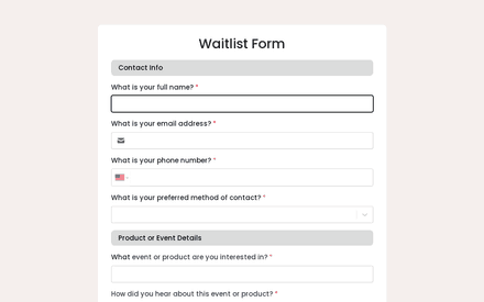 Waitlist Form template image