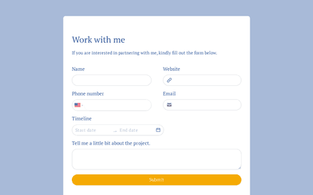 Work with Me Form template image