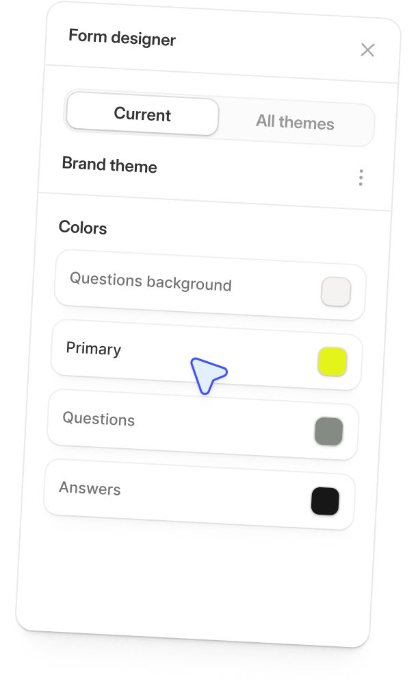 Fillout form designer and brand theme controls