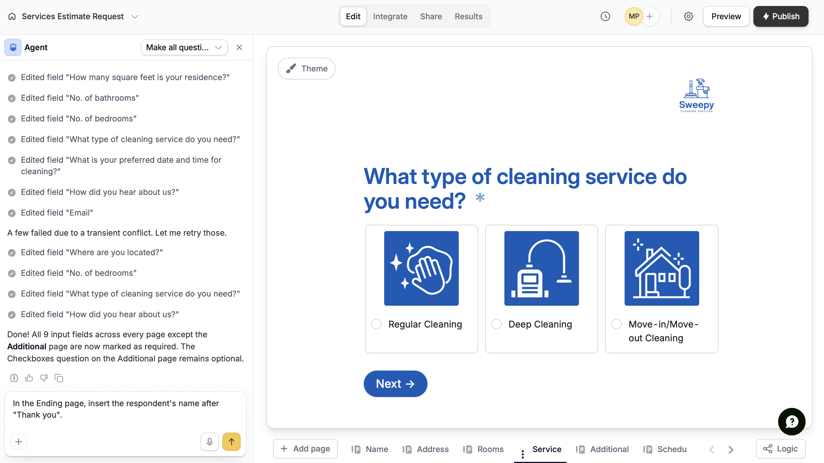 Build forms with Form Agent - Fillout Help Center