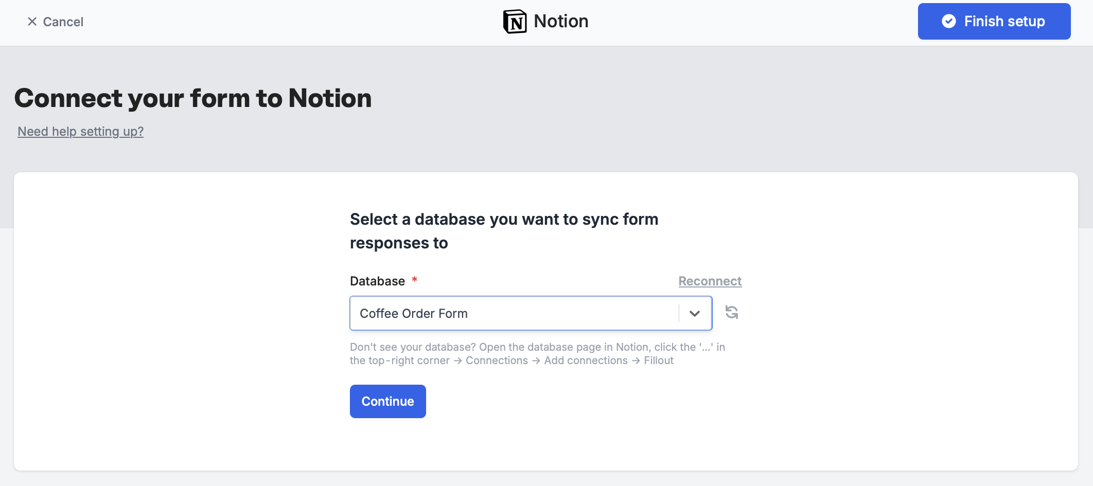 How to create a Notion form - Fillout Help Center