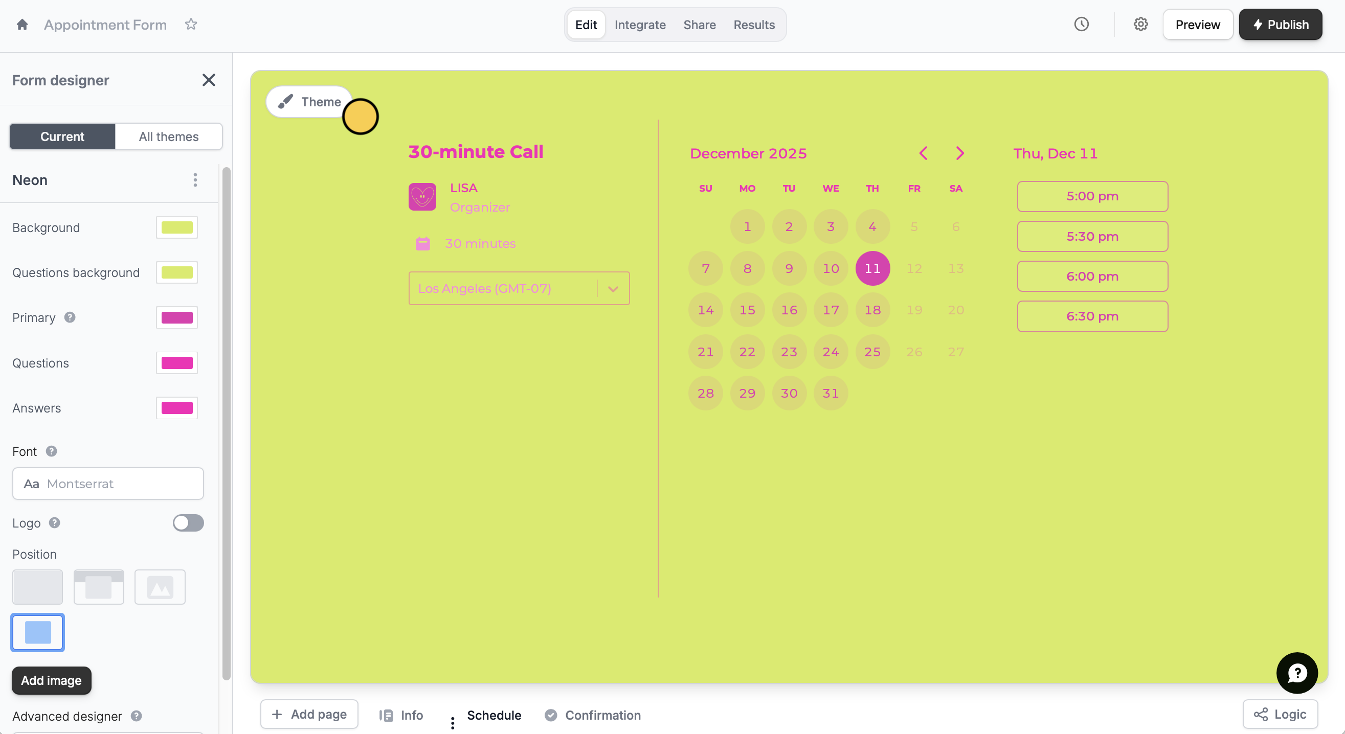 Customize Fillout Scheduling form branding - Fillout Help Center