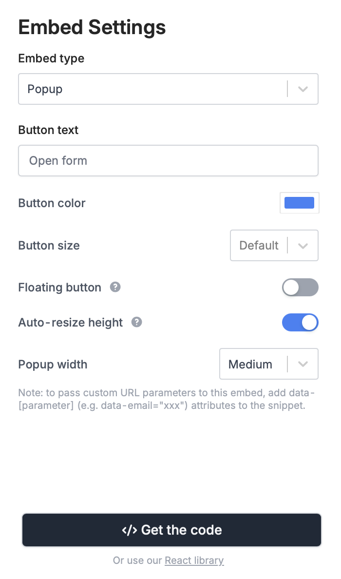 Use URL parameters in form embeds - Fillout Help Center