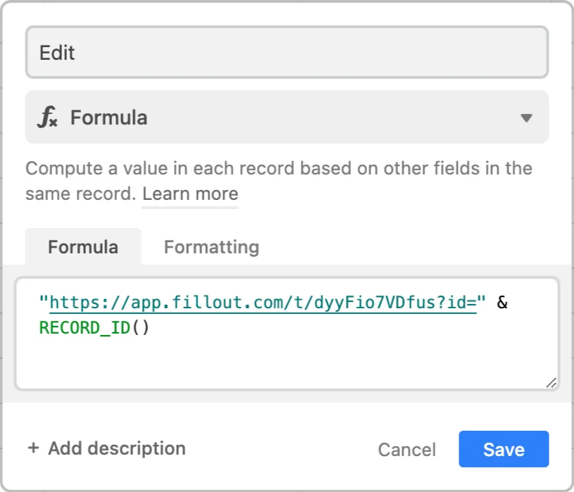Update existing Airtable records with a form - Fillout Help Center